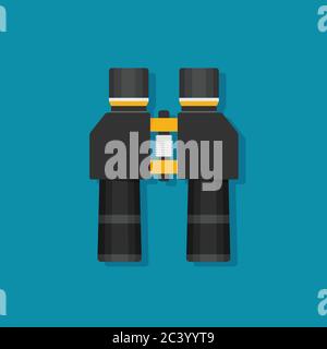 Binoculars flat icon on background vector Stock Vector