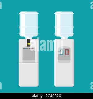 Flat vector icon for water cooler. Gray water cooler set Stock Vector
