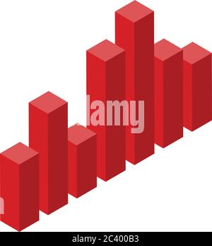 Red tax graph chart icon, isometric style Stock Vector