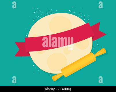 Dough with rolling pin flat vector Stock Vector