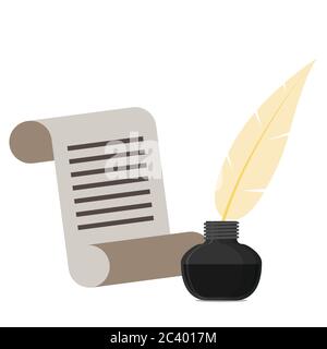 Ink with pen flat vector icon Stock Vector