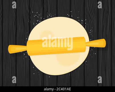 Dough with rolling pin flat vector Stock Vector