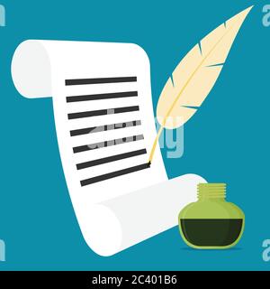 Ink with pen flat vector icon Stock Vector