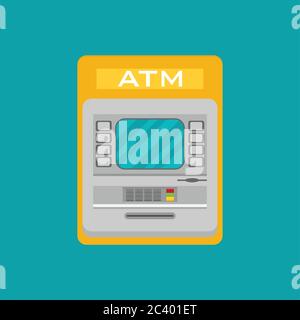 Flat vector ATM machine icon Stock Vector