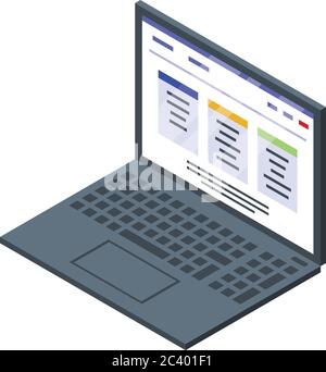 Tax inspector laptop icon, isometric style Stock Vector
