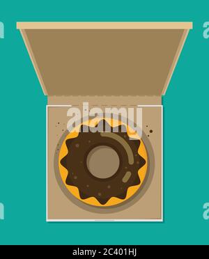 Donut vector in box. Modern flat style Stock Vector