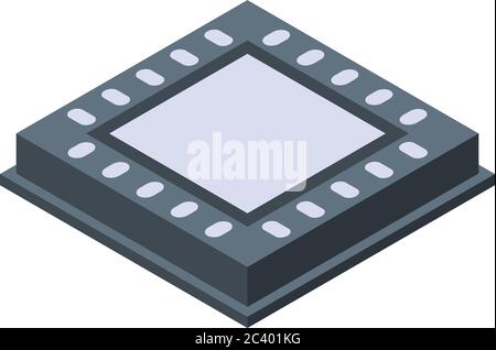 Nanotechnology processor icon, isometric style Stock Vector