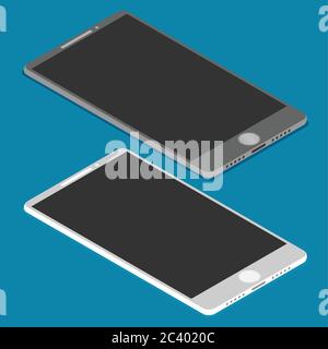Isometric icon of mobile phone in flat style Stock Vector