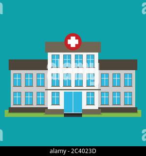 Hospital building flat icon vector Stock Vector