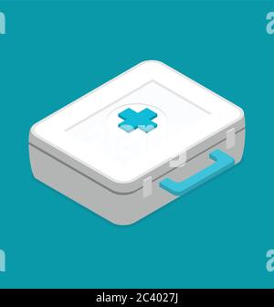 Flat vector first aid kit isolated on color background Stock Vector