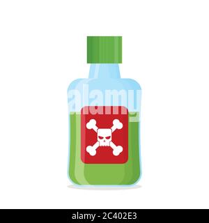 Poison bottle flat vector icon Stock Vector
