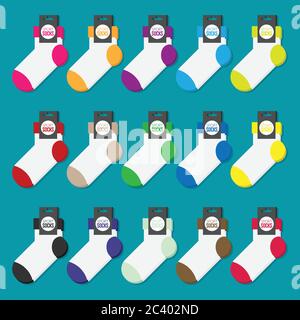 Set of colorful socks. Vector flat ilustration. Stock Vector
