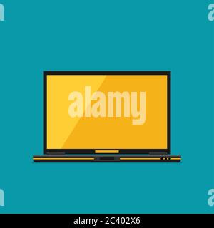 Laptop flat icon. Stock Vector