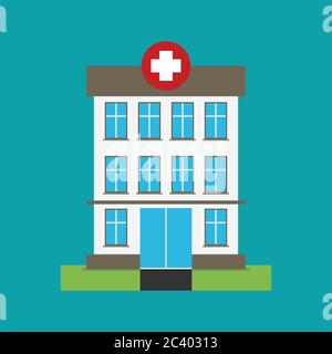 Hospital building flat icon vector Stock Vector