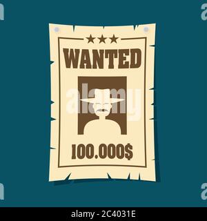 Vintage wanted poster flat vector Stock Vector