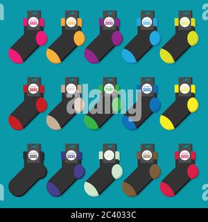 Set of colorful socks. Vector flat ilustration. Stock Vector