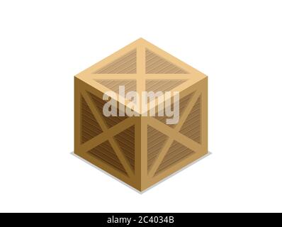 Flat vector isometric wood box Stock Vector