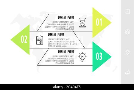 Modern and line vector infographics with three steps. 3 icons with thin ...