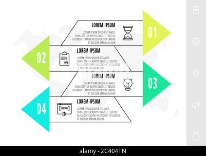 Infographics with 4 elements with arrows. Vector concept of four business options to choose from. Modern design for flowchart, timeline, web, graph Stock Vector