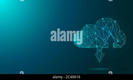Data Storage. Vector illustration of abstract cloud sign in polygonal wireframe style Stock Vector