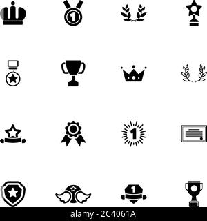 Awards icon - Expand to any size - Change to any colour. Perfect Flat Vector Contains such Icons as medal, certificate, laurel wreath, trophy cup, rew Stock Vector