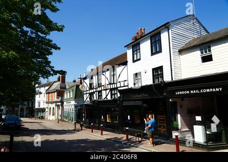 G Collins & Sons jewellers shop in historic building in the High Street, Royal Tunbridge Wells, Kent, England Stock Photo