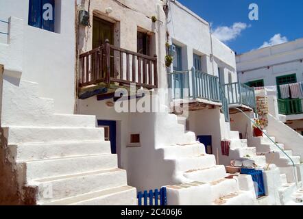 Greece, beautiful Folegandros island. Charming village houses in the historic Kastro, the heart of the old town. Stock Photo