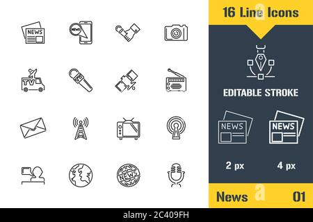News Distribution, Media, Ads. Thin line icon - Outline flat vector illustration. Editable stroke pictogram. Premium quality graphics concept for web, Stock Vector