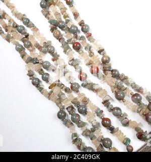 Closeup of a necklace handmade from semi-precious stones Stock Photo