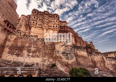 Jodhpur fort sunrise shot near main gate entrance, India. Stock Photo