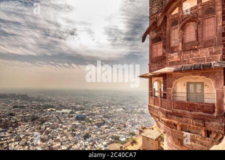 Jodhpur fort sunrise shot near main gate entrance, India. Stock Photo