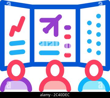 air navigation dispatcher display icon vector outline illustration Stock Vector