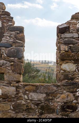 Destroyed stone walls of the temple in Cyprus. The concept of travel and tourism. Stock Photo