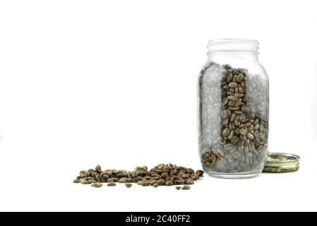 coffee beans in a bottle isolated on a white background Stock Photo