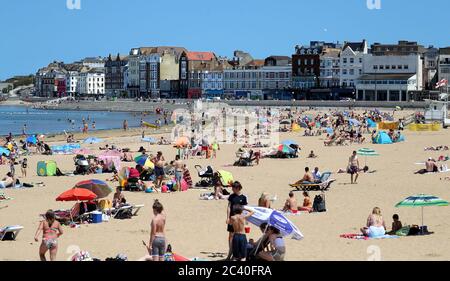 A busy beach in Margate, Kent, as Britain is braced for a June heatwave as temperatures are set to climb into the mid-30s this week. Stock Photo