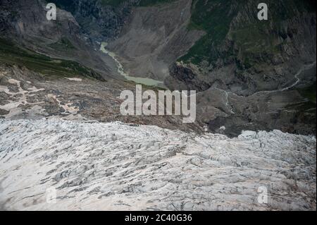 Ischmeer Glacier on the backside of Mount Eiger in Grindelwald Stock Photo