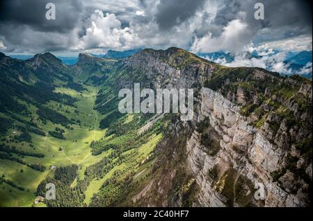 Justistal with Burgfeldstand, Gemmenalphorn and Sichle in the Bernese Alps Stock Photo