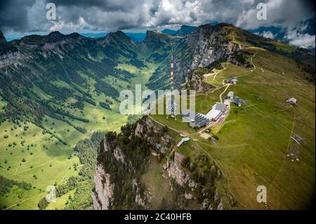 aerial view of Niederhorn and Justistal in Berner Oberland seen from a helicopter Stock Photo