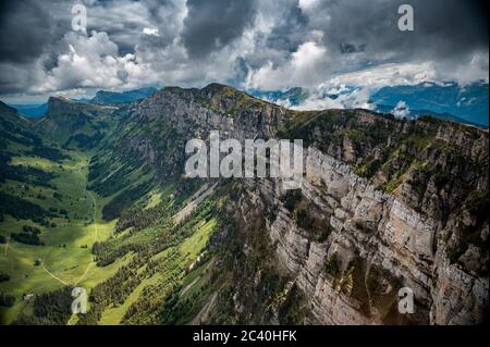 Justistal with Burgfeldstand, Gemmenalphorn and Sichle in the Bernese Alps Stock Photo