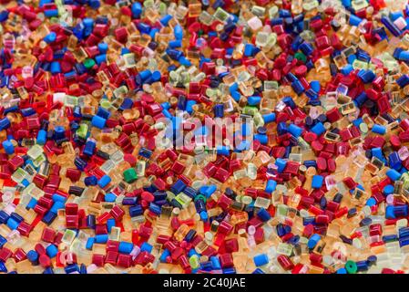 several different colored plastic polymer resins Stock Photo