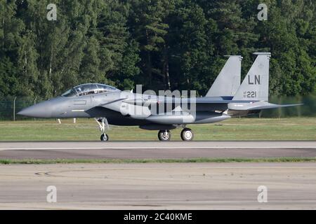 48th FW F-15Es returning to Lakenheath following overhaul in the US. Stock Photo