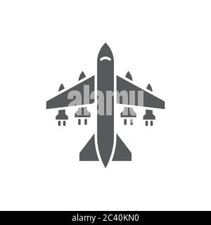 Military aircraft vector icon symbol air force isolated on white background Stock Vector
