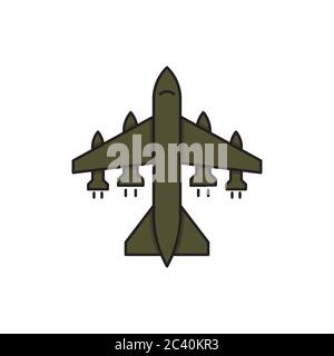 Military aircraft vector icon symbol air force isolated on white background Stock Vector