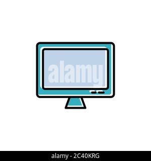 Desktop, monitor flat icon. Design template vector Stock Vector