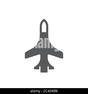 Military aircraft vector icon symbol air force isolated on white background Stock Vector