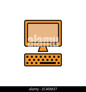 Personal computer, flat icon. Design template vector Stock Vector