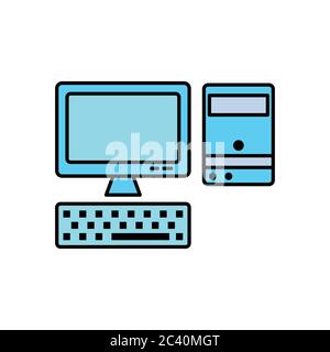 Personal computer, flat icon. Design template vector Stock Vector