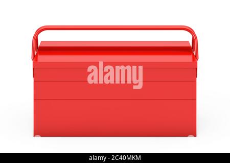Red Metal Classic Toolbox on a white background. 3d Rendering Stock ...