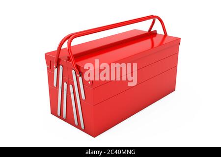 Red Metal Classic Toolbox on a white background. 3d Rendering Stock ...