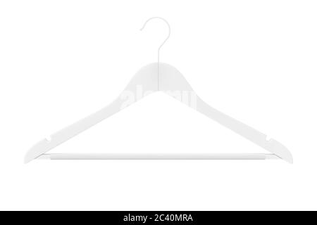 Premium Natural Finish White Hangers with Non Slip Bar in Clay Style on a blue background. 3d Rendering Stock Photo